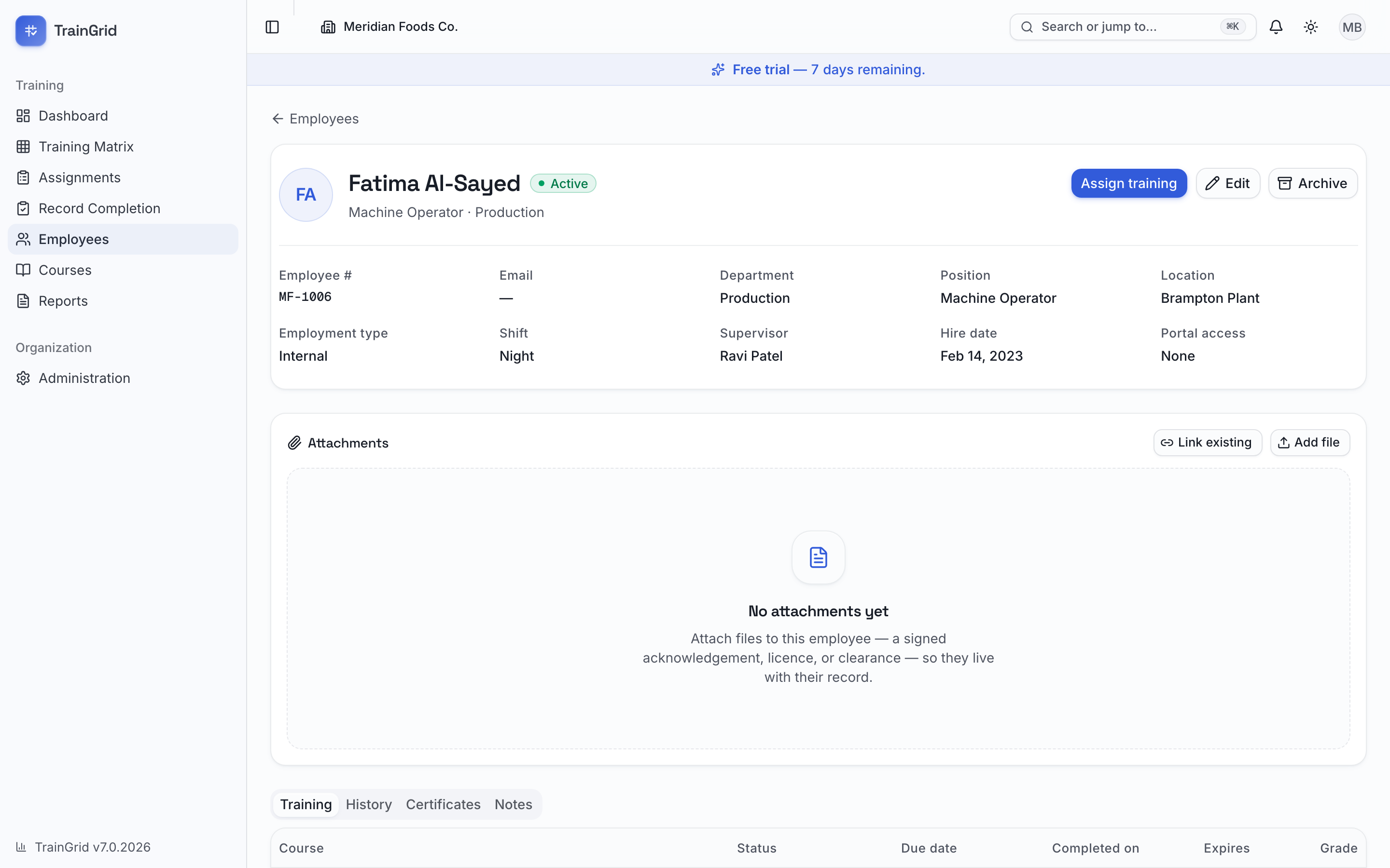 The employee profile